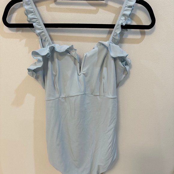 Solido Light Blue Ruffle One Piece Swimsuit Bathing Suit XL - Picture 1 of 3